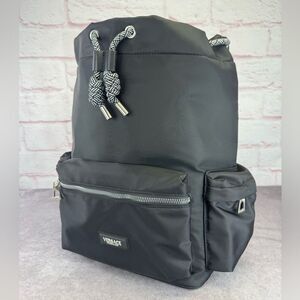 Versace Perfume Black Nylon Backpack with Silver Accents
